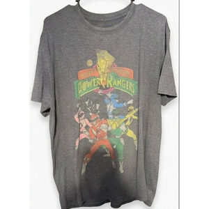 Mighty Morphin Power Rangers T-Shirt Men Sz XL (?) Gray/Blue